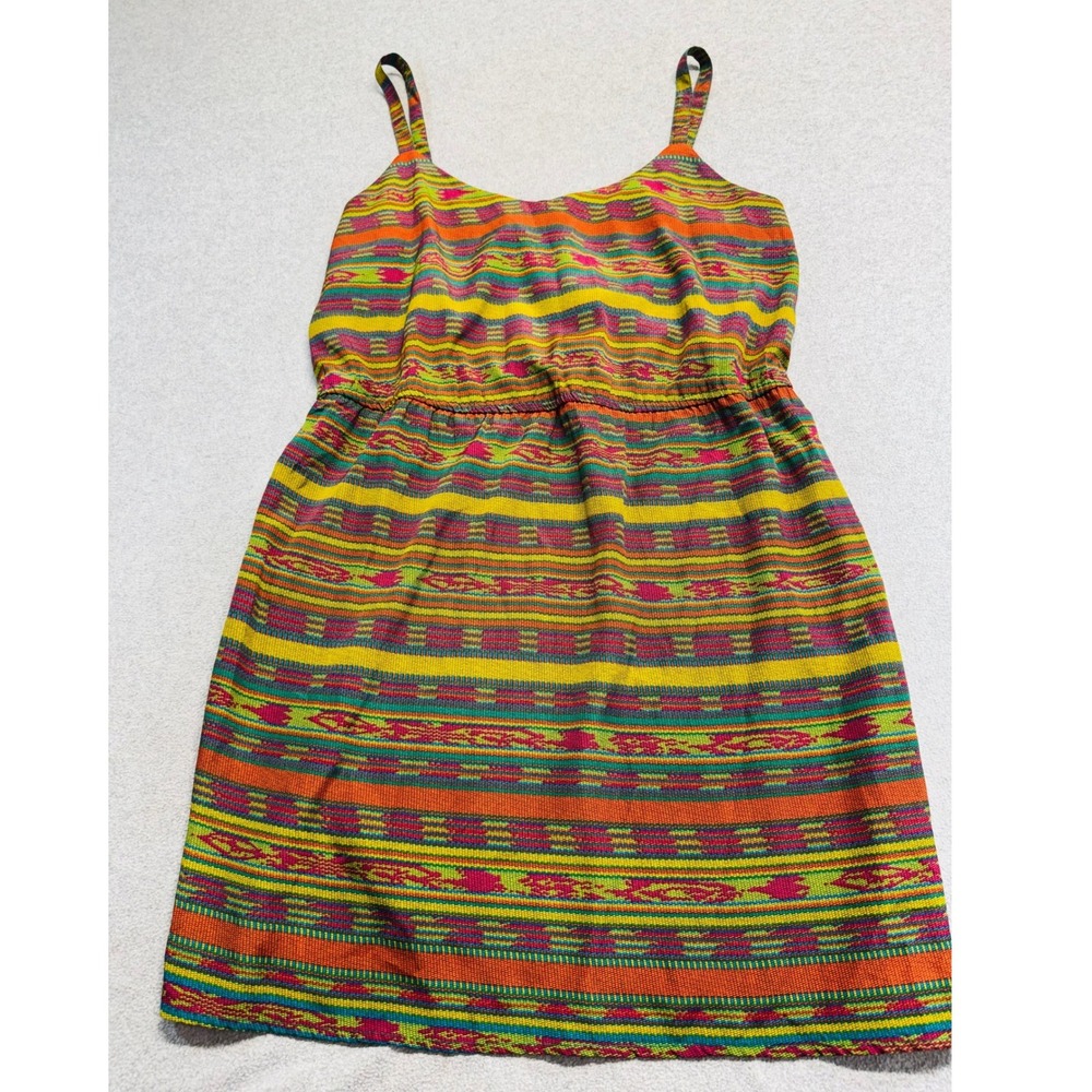 BeBop Womens XL Multicolor Geometric Tribal Print Sundress Boho Spaghetti Strap